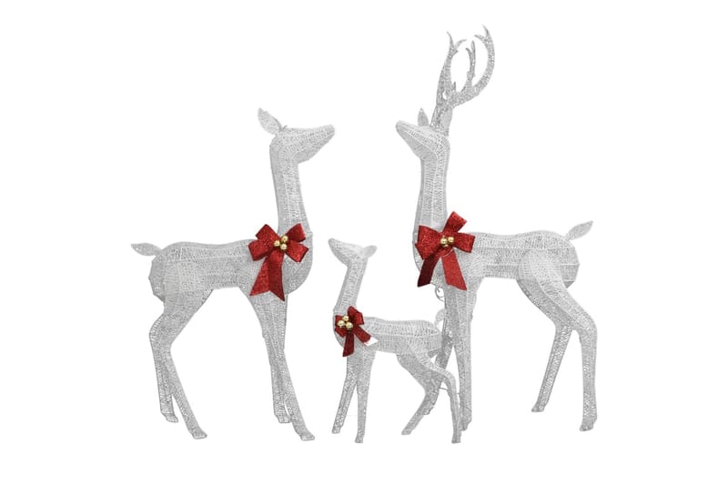 beBasic Reinsdyrfamilie julepynt hvit og sølv 201 LED - Hvit - Julepynt & juledekorasjon - Jul lys