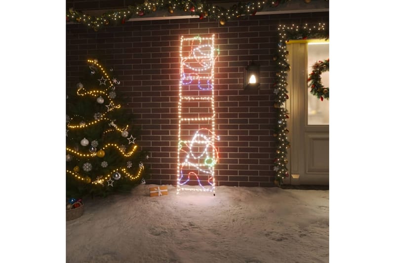 beBasic Sammenleggbar julenisse på stige med 552 lysdioder - Julepynt & juledekorasjon - Jul lys