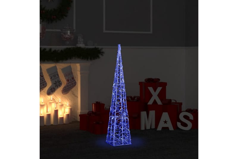 Dekorativ LED-lyskjegle i akryl blå 90 cm - Julepynt & juledekorasjon