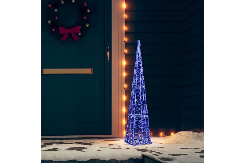 Dekorativ LED-lyskjegle i akryl blå 90 cm - Julepynt & juledekorasjon