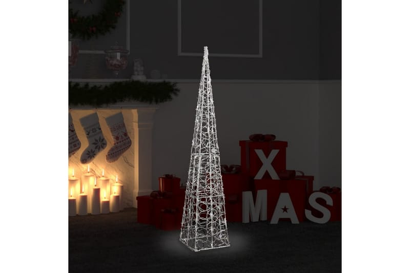Dekorativ LED-lyskjegle i akryl kaldhvit 120 cm - Julepynt & juledekorasjon