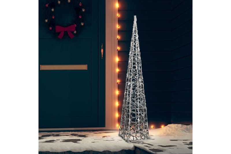 Dekorativ LED-lyskjegle i akryl kaldhvit 120 cm - Julepynt & juledekorasjon