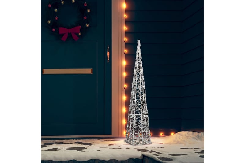 Dekorativ LED-lyskjegle i akryl kaldhvit 90 cm - Julepynt & juledekorasjon