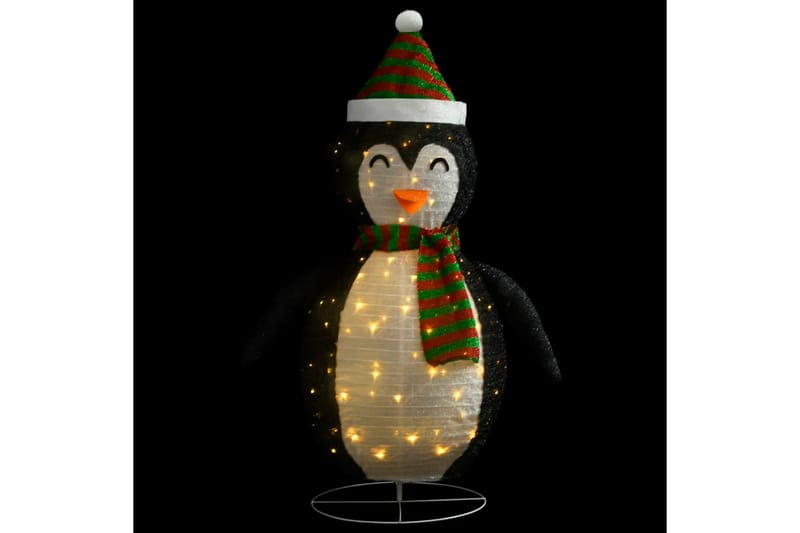 Dekorativ pingvinfigur julesnø LED luksusstoff 60 cm - Hvit - Julepynt & juledekorasjon