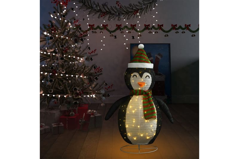 Dekorativ pingvinfigur julesnø LED luksusstoff 120 cm - Svart - Julepynt & juledekorasjon