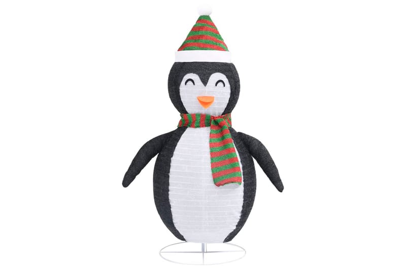 Dekorativ pingvinfigur julesnø LED luksusstoff 60 cm - Hvit - Julepynt & juledekorasjon