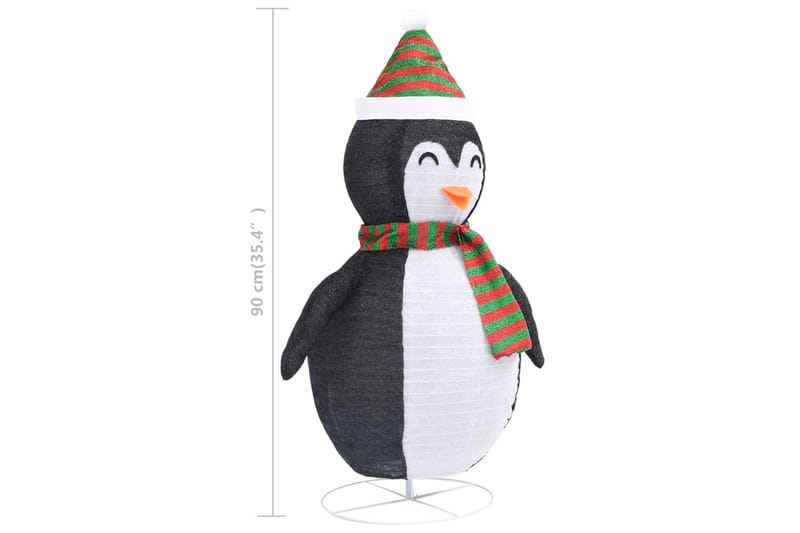 Dekorativ pingvinfigur julesnø LED luksusstoff 90 cm - Hvit - Julepynt & juledekorasjon