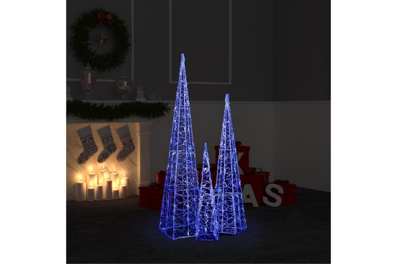 Dekorativt LED lyskjeglesett i akryl blå 60/90/120cm - Blå - Julepynt & juledekorasjon