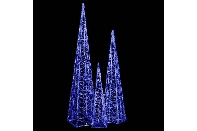 Dekorativt LED lyskjeglesett i akryl blå 60/90/120cm - Blå - Julepynt & juledekorasjon
