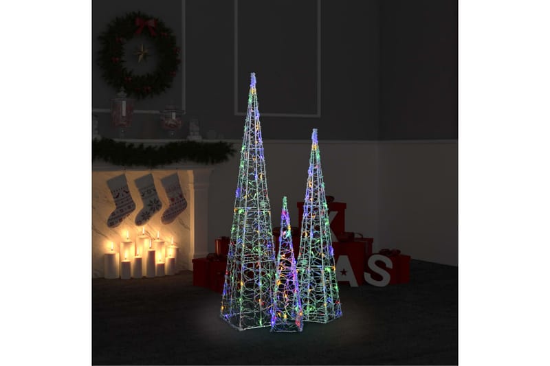 Dekorativt LED lyskjeglesett i akryl flerfarget 60/90/120cm - Flerfarget - Julepynt & juledekorasjon