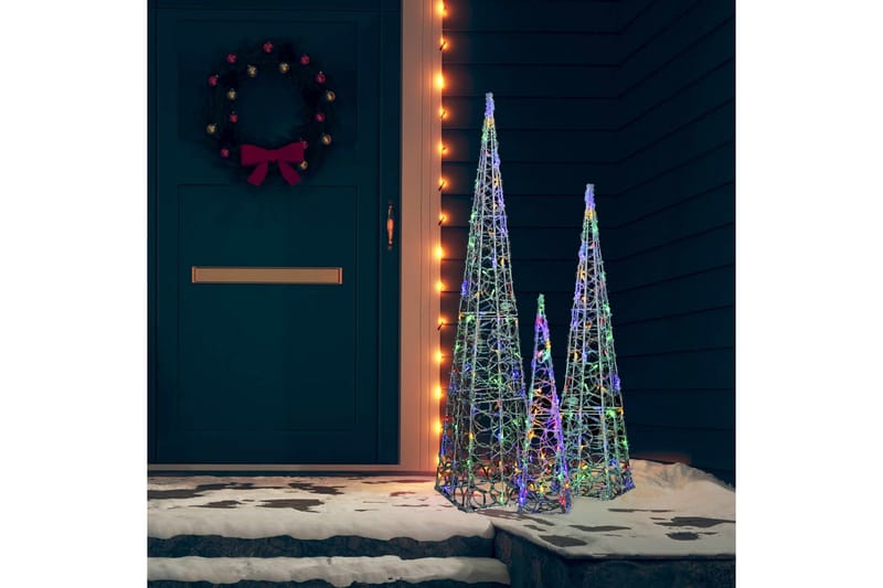 Dekorativt LED lyskjeglesett i akryl flerfarget 60/90/120cm - Flerfarget - Julepynt & juledekorasjon