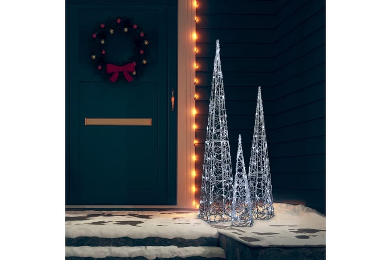 Dekorativt LED lyskjeglesett i akryl kald hvit 60/90/120cm - Julepynt & juledekorasjon