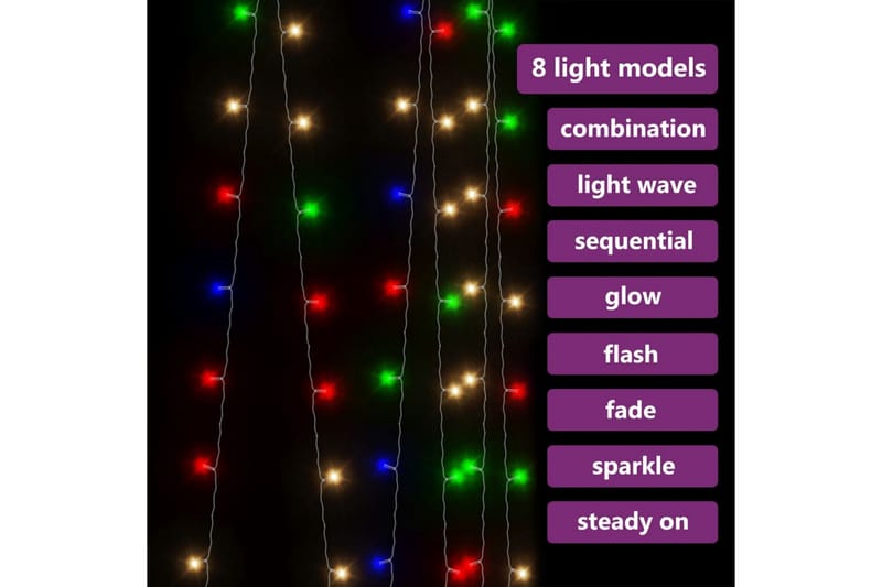 Eventyrlysgardin 3x3 m 300 LED flerfarget 8 funksjoner - Grå - Julepynt & juledekorasjon