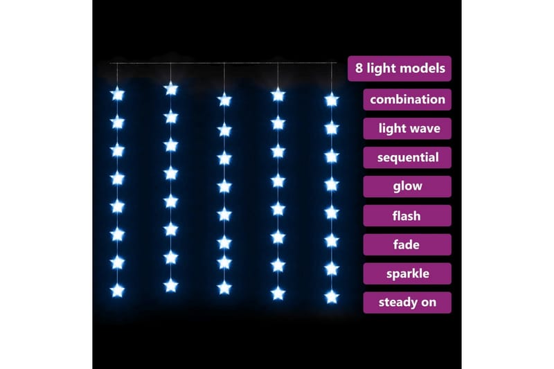 Eventyrlysgardin stjerner 200 LED blå 8 funksjoner - Blå - Julepynt & juledekorasjon