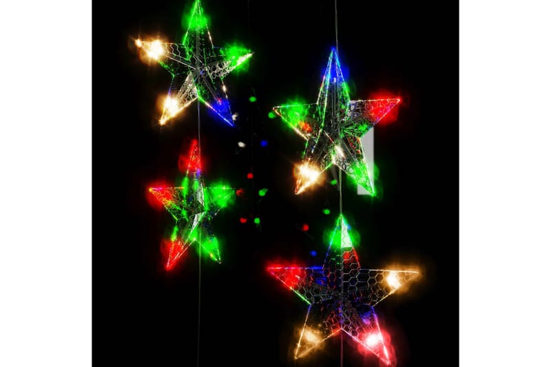 Eventyrlysgardin stjerner 200 LED fargerik 8 funksjoner - Grå - Julepynt & juledekorasjon