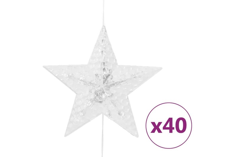 Eventyrlysgardin stjerner 200 LED kaldhvit 8 funksjoner - Hvit - Julepynt & juledekorasjon