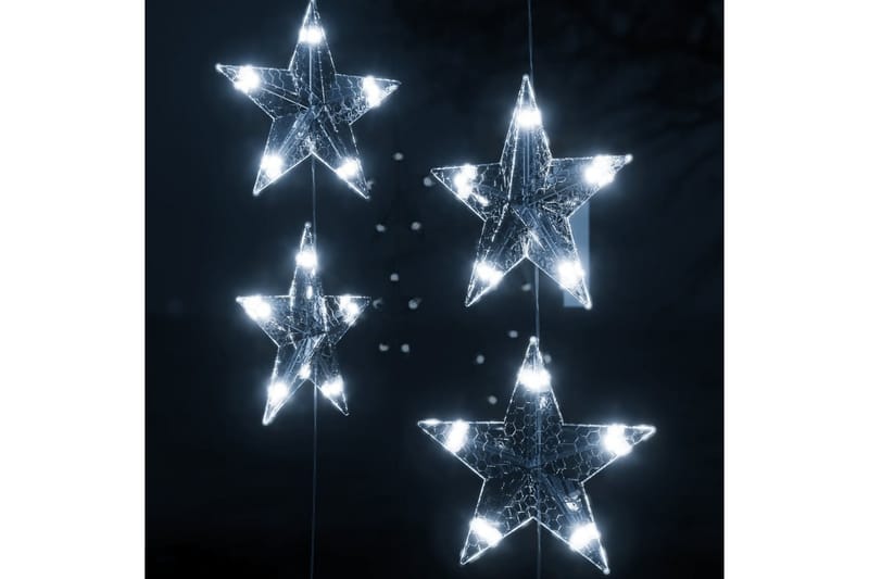 Eventyrlysgardin stjerner 200 LED kaldhvit 8 funksjoner - Hvit - Julepynt & juledekorasjon
