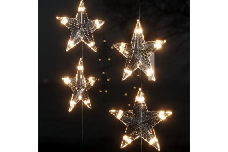 Eventyrlysgardin stjerner 200 LED varmhvit 8 funksjoner - Hvit - Julepynt & juledekorasjon