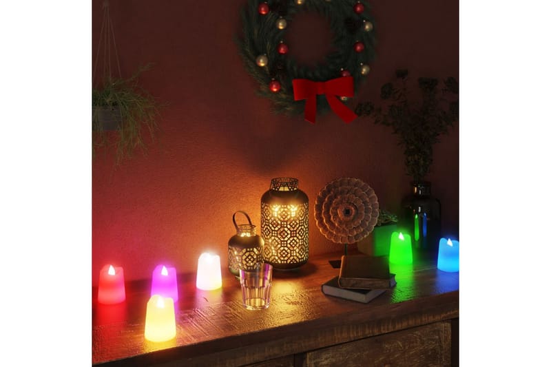 Flammefrie elektriske telys LED lys 12 stk flerfarget - Hvit - Julepynt & juledekorasjon