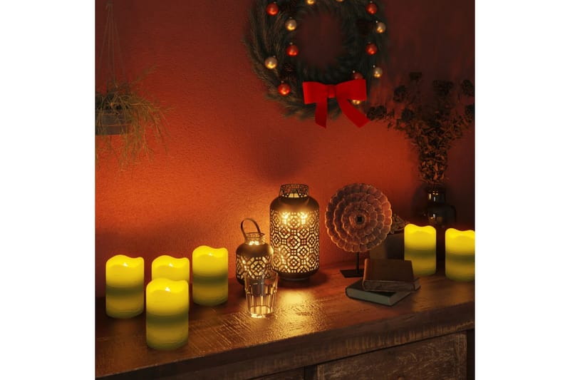Flammefrie LED-stearinlys 24 stk med fjernkontroll varmhvit - grønn - Julepynt & juledekorasjon