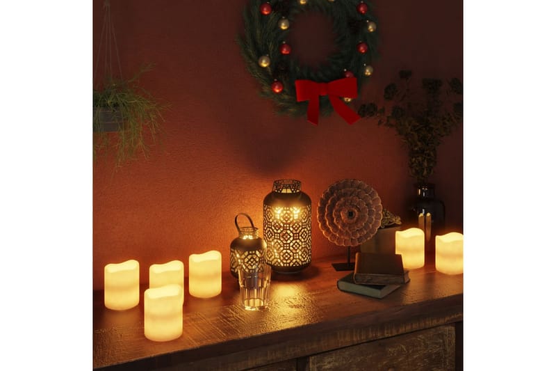 Flammefrie LED-stearinlys 24 stk med fjernkontroll varmhvit - Rosa - Julepynt & juledekorasjon