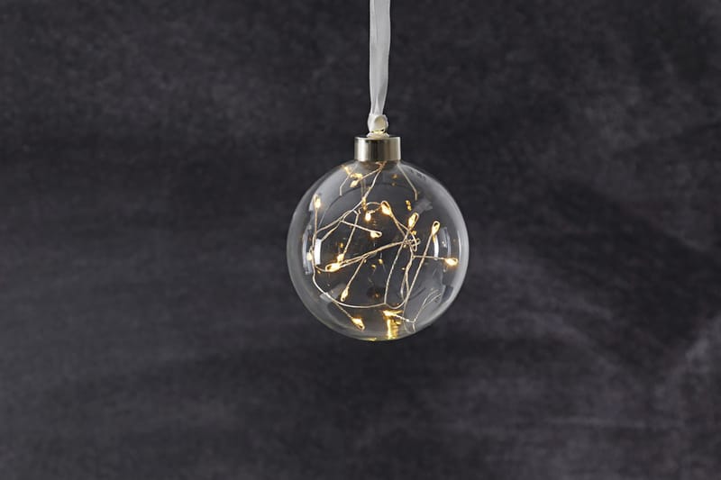 Glasskule Glow 10 cm Hvit/Transparent - Star Trading - Juletrepynt - Julepynt & juledekorasjon