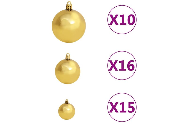 Julekulesett 120 deler med topp og 300 LED gull og bronse - Gull - Juletrepynt - Julepynt & juledekorasjon