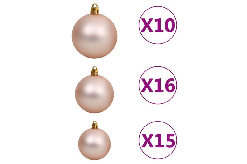 Julekulesett 120 deler med topp og 300 LED rosa gull - Gull - Juletrepynt - Julepynt & juledekorasjon