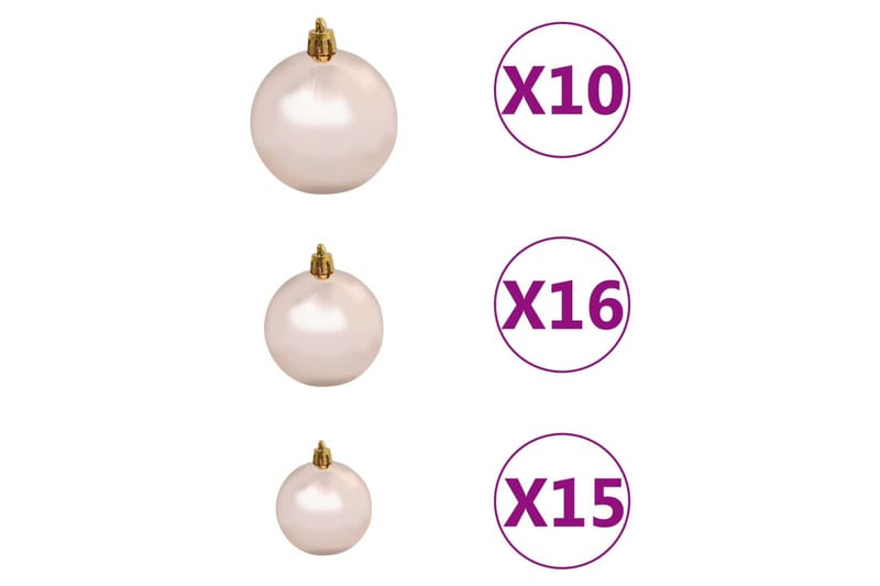 Julekulesett 120 deler med topp og 300 LED rosa gull - Gull - Juletrepynt - Julepynt & juledekorasjon