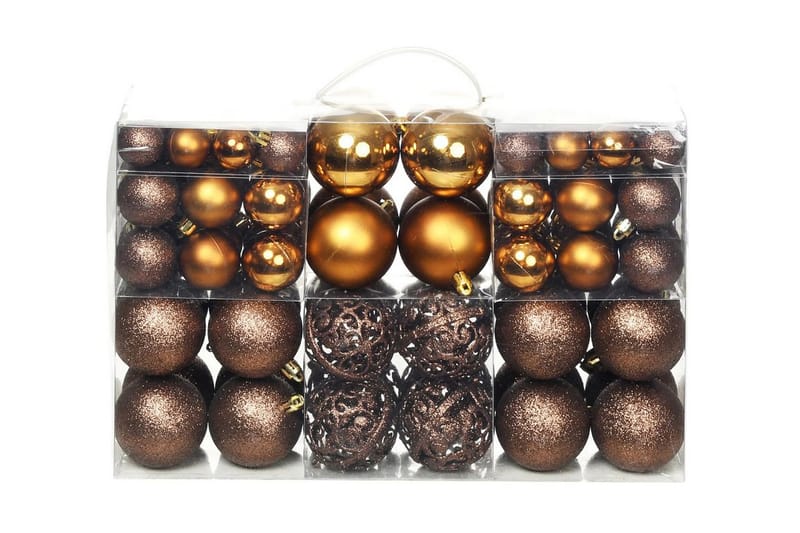 Julekulesett 6 cm 100 stk brun/bronse/gull - Juletrepynt - Julepynt & juledekorasjon