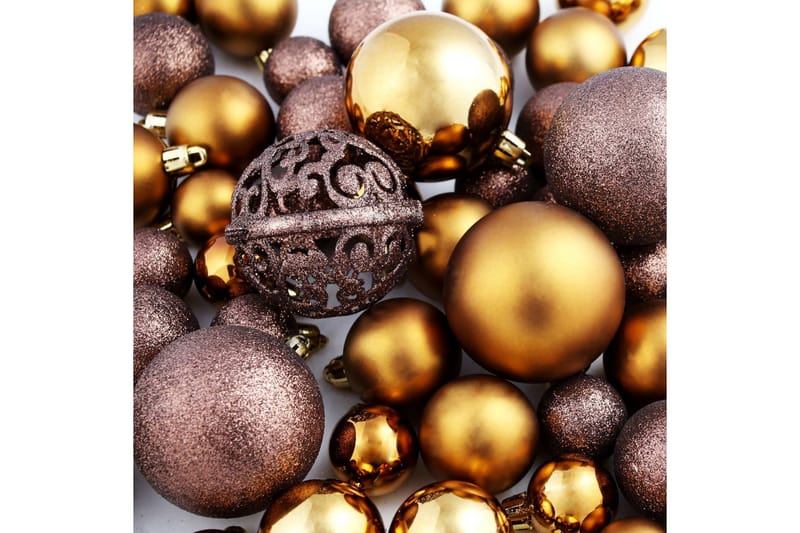 Julekulesett 6 cm 100 stk brun/bronse/gull - Juletrepynt - Julepynt & juledekorasjon