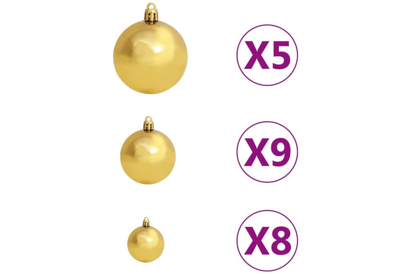 Julekulesett 61 deler med topp og 150 LED gull og bronse - Gull - Juletrepynt - Julepynt & juledekorasjon