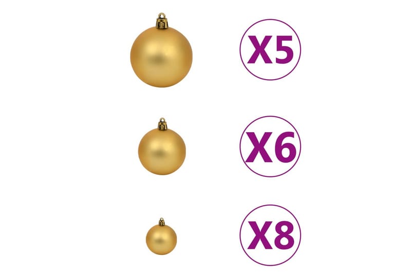 Julekulesett 61 deler med topp og 150 LED gull og bronse - Gull - Juletrepynt - Julepynt & juledekorasjon