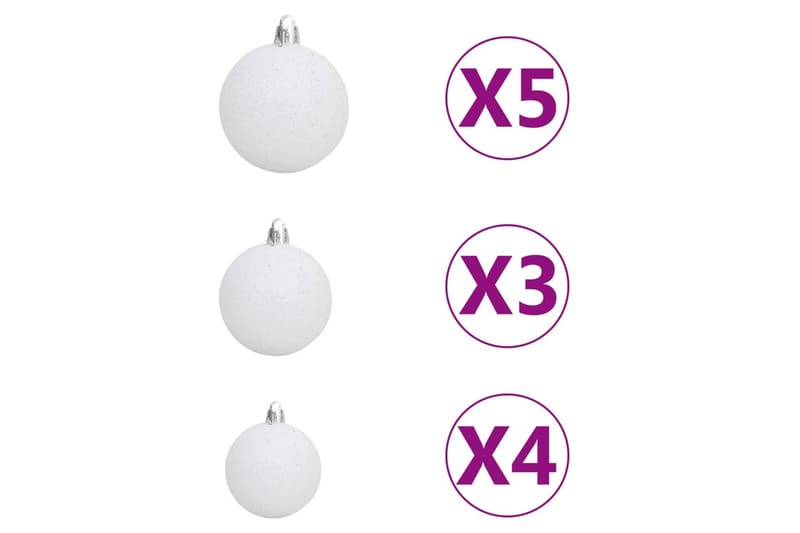 Julekulesett 61 deler med topp og 150 LED hvit og grå - Grå - Juletrepynt - Julepynt & juledekorasjon