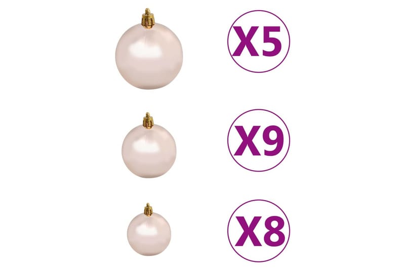 Julekulesett 61 deler med topp og 150 LED rosa gull - Gull - Juletrepynt - Julepynt & juledekorasjon