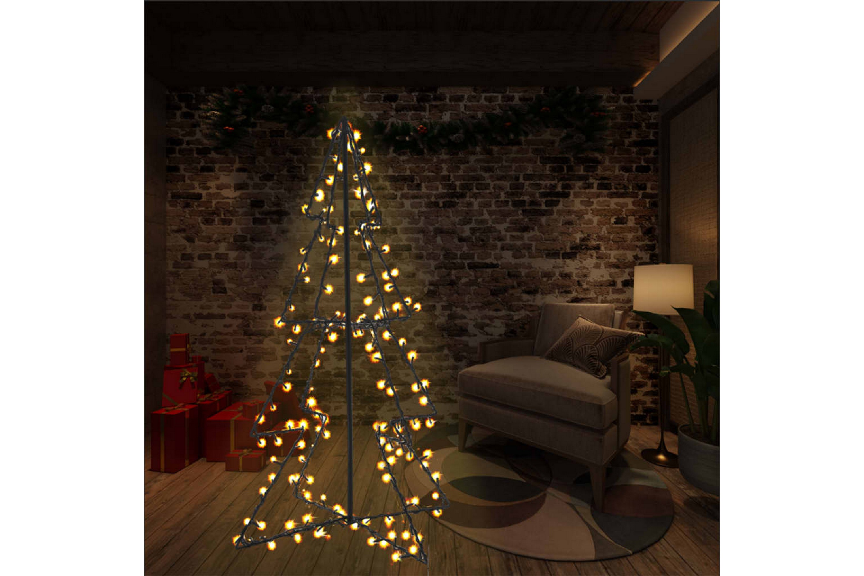 Be Basic Juletre kjegle 160 LED innendørs og utendørs 78x120 cm - Hvit