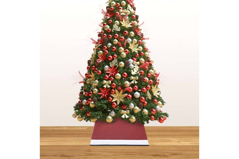 Juletreskjørt rødt og hvitt 48x48x25 cm - Hvit - Juletrepynt - Julepynt & juledekorasjon
