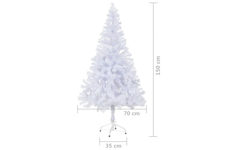 Kunstig juletre med stativ/LED 150 cm 380 grener - Hvit - Plastjuletre