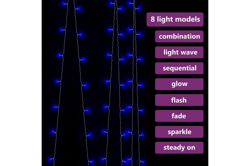 LED-eventyrlysgardin 3x3m 300 LED blå 8 funksjoner - Blå - Julepynt & juledekorasjon