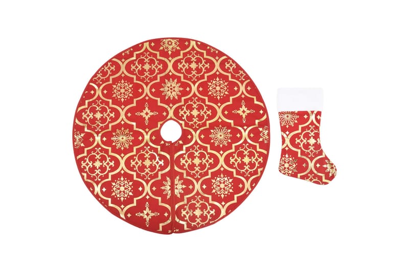 Luksus juletreskjørt med sokk rød 90 cm stoff - Rød - Julepynt & juledekorasjon - Juletrematte