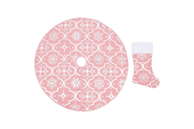 Luksus juletreskjørt med sokk rosa 90 cm stoff - Rosa - Julepynt & juledekorasjon - Juletrematte