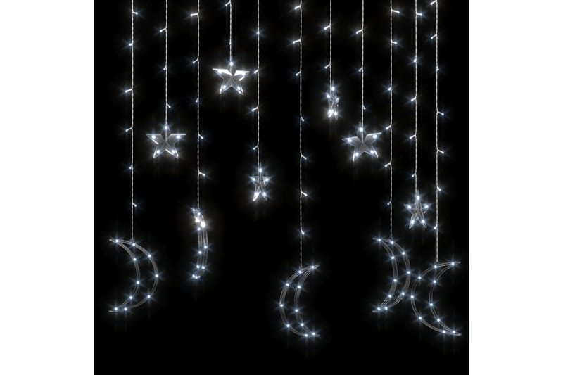 Lysslynge stjerne og måne med fjernkontroll 138 LED kaldhvit - Hvit - Julepynt & juledekorasjon