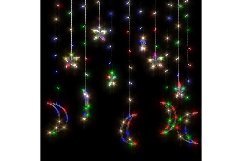Lysslynge stjerne og måne med fjernkontroll 138 LED - Svart - Julepynt & juledekorasjon