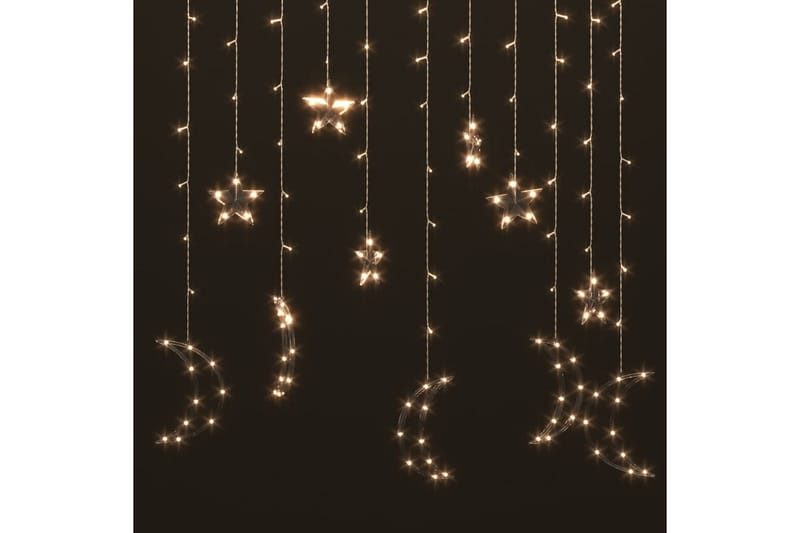 Lysslynge stjerne og måne med fjernkontroll 138 LED varm - Hvit - Julepynt & juledekorasjon