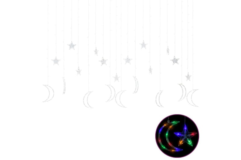 Lysslynge stjerne og måne med fjernkontroll 345 LED - Svart - Julepynt & juledekorasjon