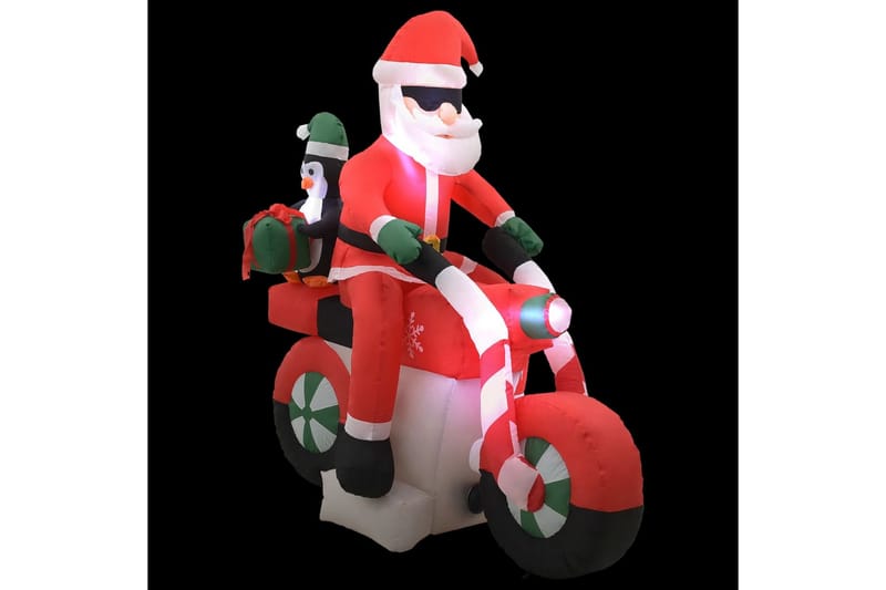 Oppblåsbar julenisse på motorsykkel LED IP44 160 cm - Flerfarget - Julepynt & juledekorasjon