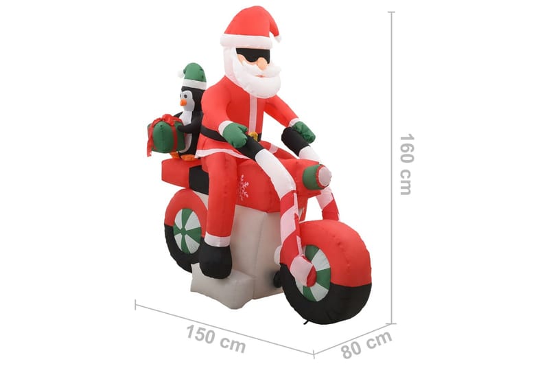 Oppblåsbar julenisse på motorsykkel LED IP44 160 cm - Flerfarget - Julepynt & juledekorasjon