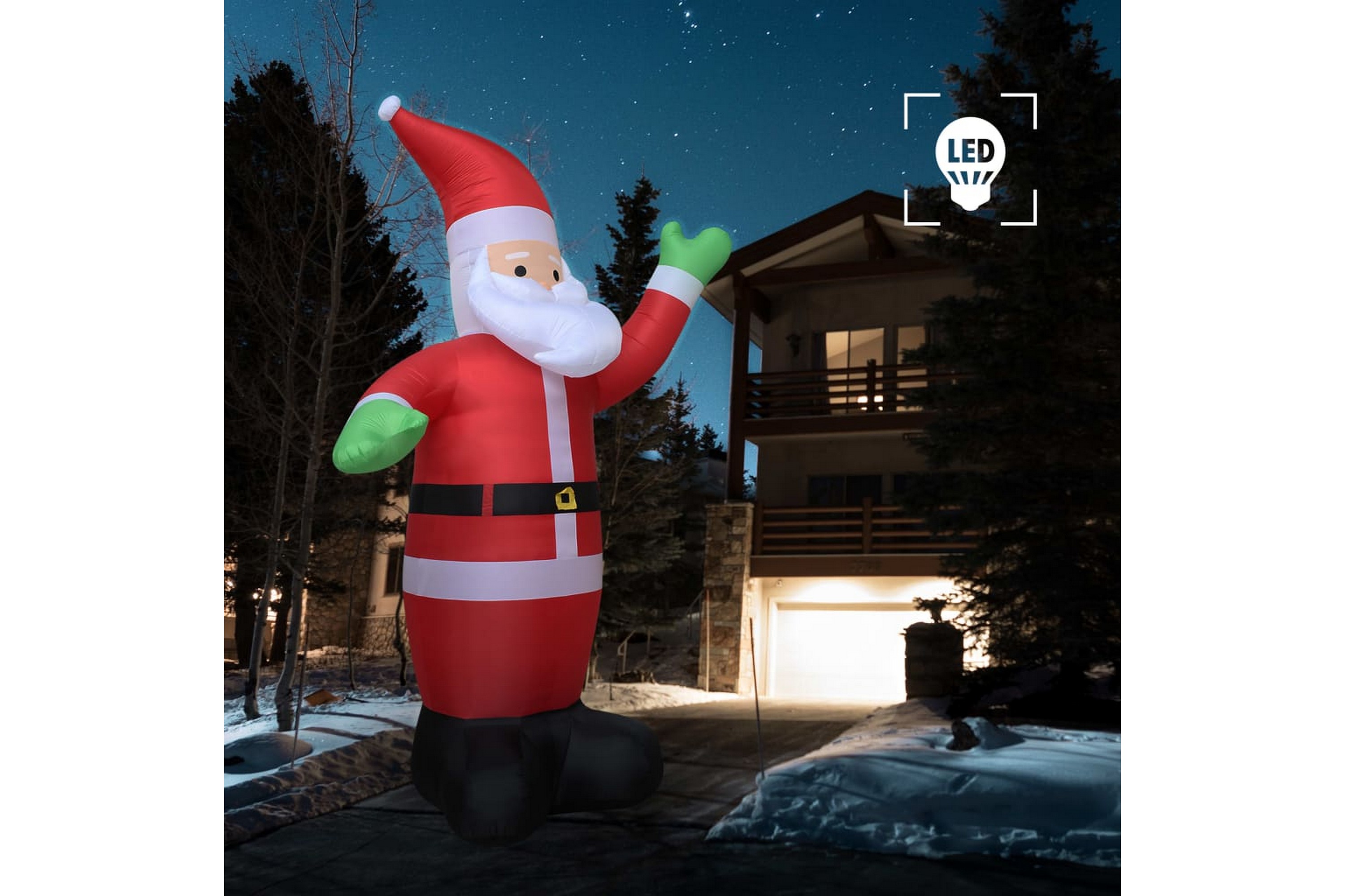 Be Basic Oppblåsbar julenisse LED IP44 600 cm XXL - Rød
