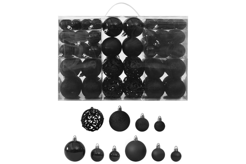 Julekulesett 100 deler svart - Svart - Plastjuletre