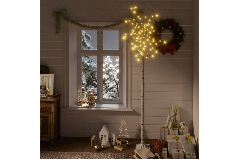 Juletre 200 LED 2,2m varmhvit silje innendørs og utendørs - Plastjuletre